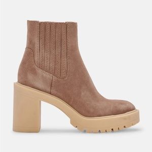 Dolce Vita Caster H2O Suede Booties Boots Sandstone Mushroom 8.5 NWOB $160